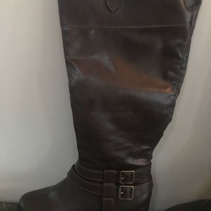 Brown leather boots